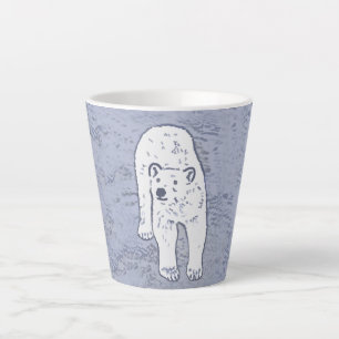 Caneca De Café Latte Urso Polar na Pintura do Gelo - Arte Original da V
