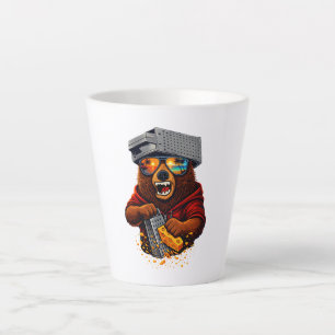Caneca De Café Latte Urso Retro Com Chapéu Espiralador de Queijo e Ócul