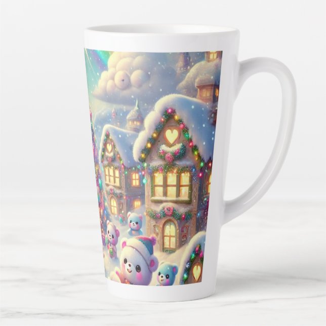 Caneca De Café Latte ursos de natal (Direita)