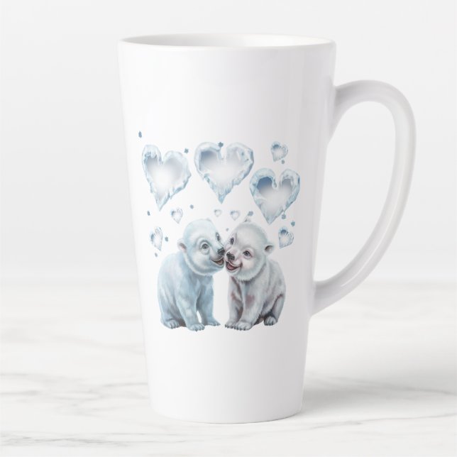 Caneca De Café Latte Ursos Polares Fofos (Direita)
