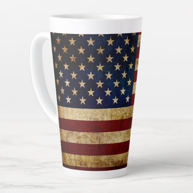 Caneca De Café Latte USA / Grunged flag (Ângulo esquerdo)