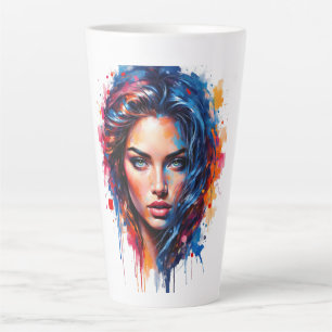 Caneca De Café Latte Uso cromático - Retrato de Neon Splash