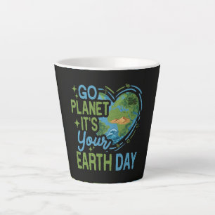 Caneca De Café Latte Vá Planeta É Seu Dia da Terra