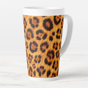 Caneca De Café Latte Vá Selvagem Estampa de Leopardo Dourado Laranja Âm