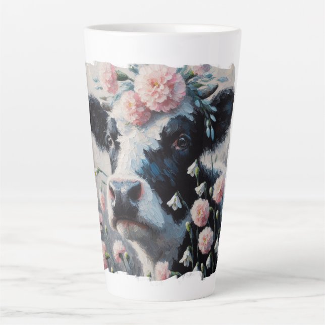 Caneca De Café Latte Vaca de Holstein em Pintura de Fazendas (Frente)