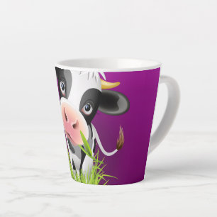 Caneca De Café Latte Vaca de raça pura de erva sobre roxa
