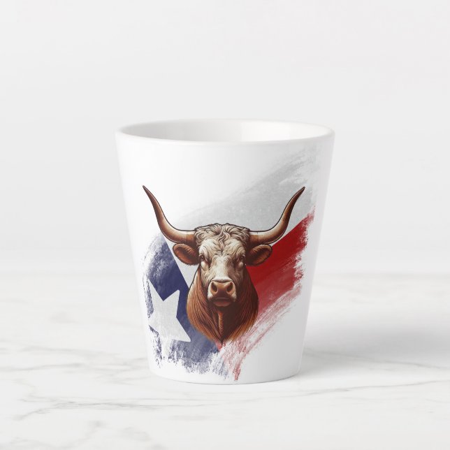 Caneca De Café Latte Vaca longhorn do Texas (Frente)