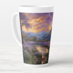 Caneca De Café Latte Vale da lavanda em Dawn