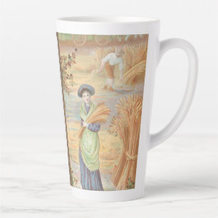 Caneca De Café Latte Valentine retrô vintage, paisagem rural campestre