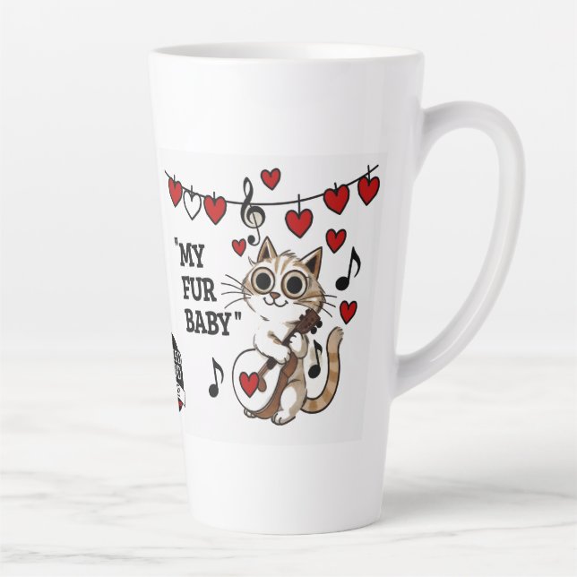 Caneca De Café Latte Valentine's Fur Baby Latte Mug (Direita)