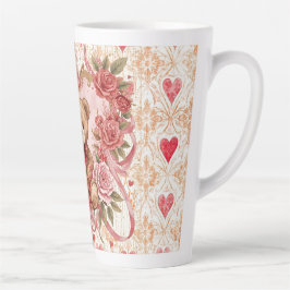 Caneca De Café Latte Valentine's ,Teddy Bear,Pink Love Heart and Flower