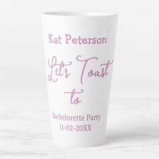 Caneca De Café Latte Vamos brindar à FESTA DE NOIVA NOME DATA ROXO