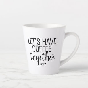 Caneca De Café Latte Vamos Tomar Café Juntos Monograma de Casal Preto