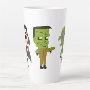 Caneca De Café Latte Vampiro Chibi, monstro e múmia
