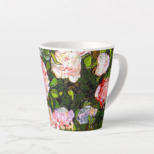 Caneca De Café Latte Van Gogh ainda vive com rosas rosa