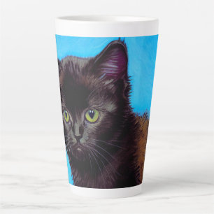 Caneca De Café Latte Van Gogh Cat e Flores