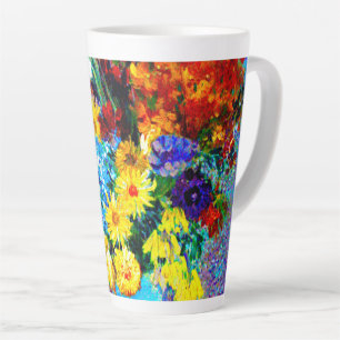 Caneca De Café Latte Van Gogh Flores num Vaso Azul