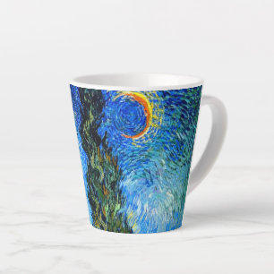 Caneca De Café Latte Van Gogh Road com Cypress e Star