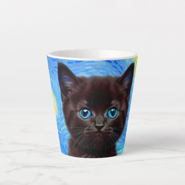 Caneca De Café Latte Van Gogh Starry Night Black (Frente)