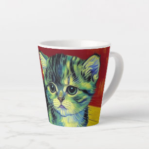 Caneca De Café Latte Van Gogh Tabby Cat
