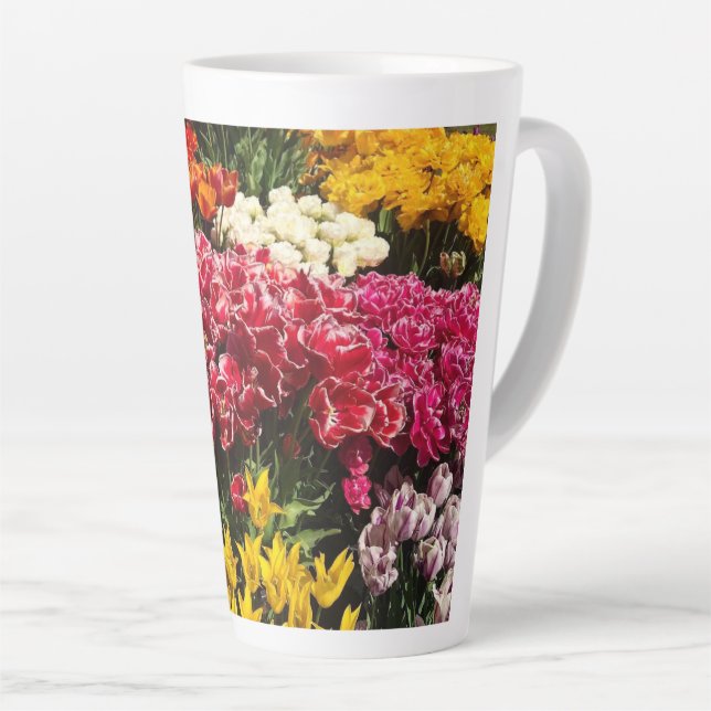 Caneca De Café Latte Variedade de Tulipas (Ângulo direito)
