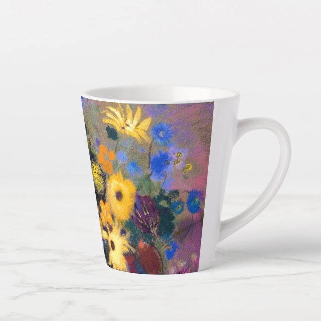 Caneca De Café Latte Vaso Branco com Flores Odilon Redon (Direita)