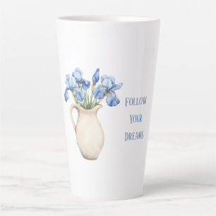 Caneca De Café Latte Vaso de Creme Flores de Íris Roxa