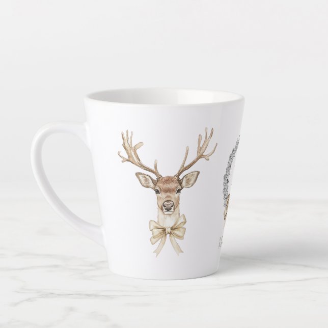 Caneca De Café Latte Veado com Arco de Natal (Esquerda)