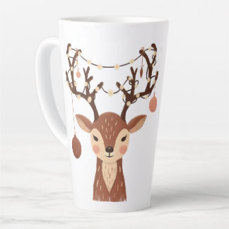 Caneca De Café Latte Veado de Natal Aconchegante com Enfeites e Luzes