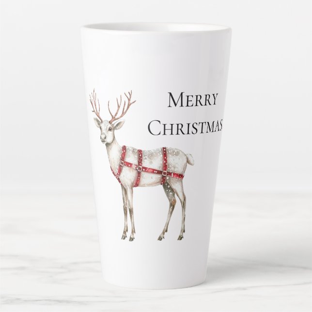 Caneca De Café Latte Vedante Branco da Pepperminta Vermelha Natal (Frente)