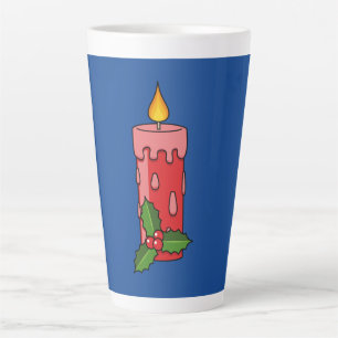 Caneca De Café Latte Vela do Pilar Vermelho Natal com Holly