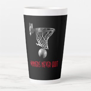 Caneca De Café Latte Vencedores nunca param de jogar basquete