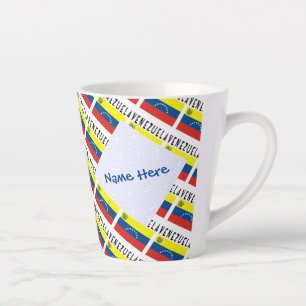 Caneca De Café Latte Venezuela Bandeira Venezuelana Azul Personalizada