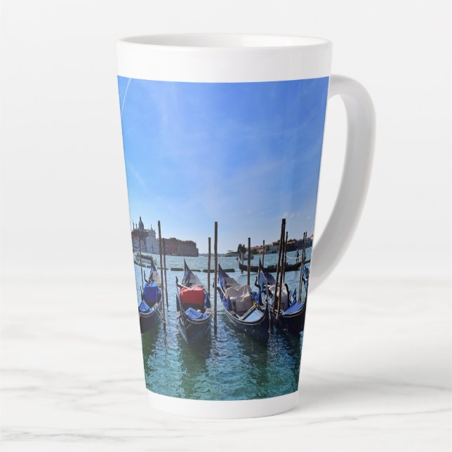 Caneca De Café Latte Venice Gondolas Boat Itália Blue Sky (Ângulo direito)