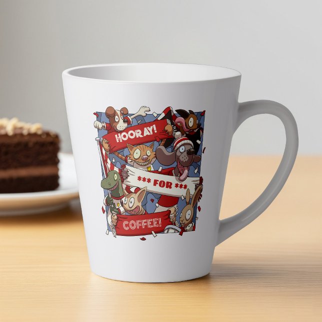 Caneca De Café Latte Ventiladores De Animais Engraçados, Viva O Cartoon (Criador carregado)
