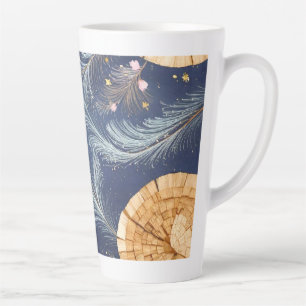 Caneca De Café Latte Ventoinha de Grão de Madeira Boho e Botânico de Pe