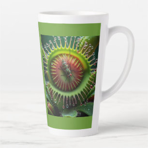 Caneca De Café Latte Venus Flytrap Floral Verde e Vermelho