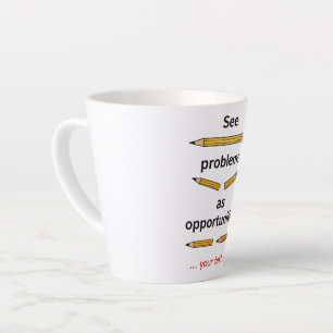 Caneca De Café Latte Ver Problemas como Oportunidades – Citação Motivac