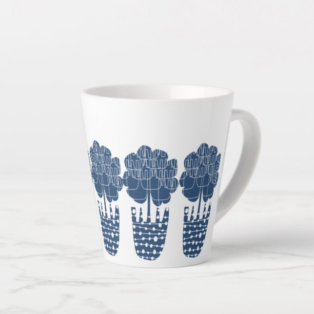 Caneca De Café Latte Verdadeira Planta Azul (Ângulo direito)