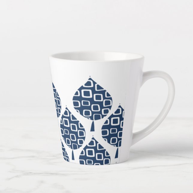 Caneca De Café Latte Verdadeiras Folhas de Geo Azul (Direita)