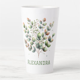 Caneca De Café Latte Verde-claro-botânico Eucalyptus deixa pessoal