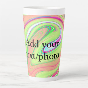 Caneca De Café Latte verde laranja simples aquarela adicione seu texto