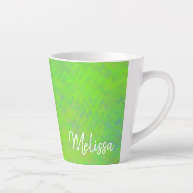 Caneca De Café Latte Verde limão Elegante Personalizado Arte Marmoreada (Direita)