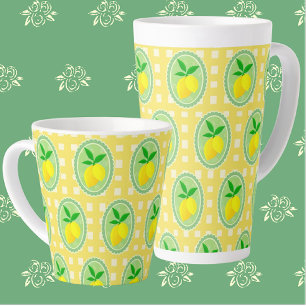 Caneca De Café Latte Verde-Primavera amarelo-limão-ensolarado