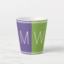 Caneca De Café Latte Verde Roxo | Moderno | Motivação | MONOGRAMA