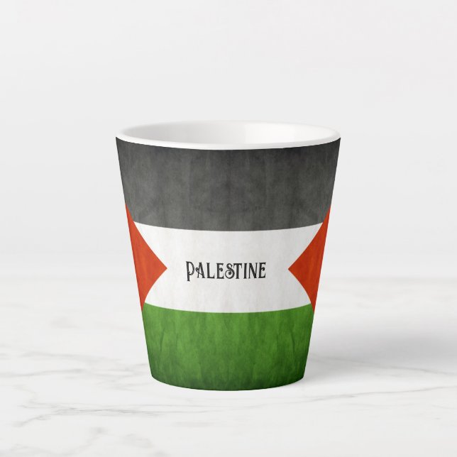 Caneca De Café Latte Vergonha Destressada Bandeira Palestina Latte Mug (Frente)
