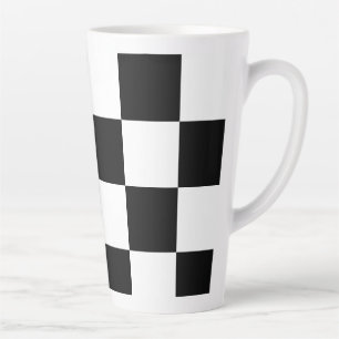 Caneca De Café Latte Verificador Preto e Branco