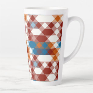 Caneca De Café Latte vermelho branco azul e laranja geométrico