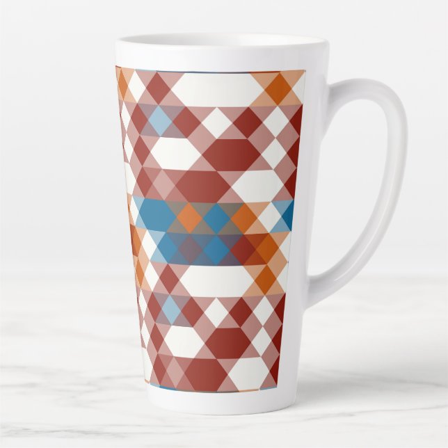Caneca De Café Latte vermelho branco azul e laranja geométrico (Direita)