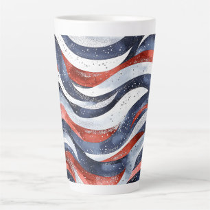 Caneca De Café Latte Vermelho Branco Azul Náutico